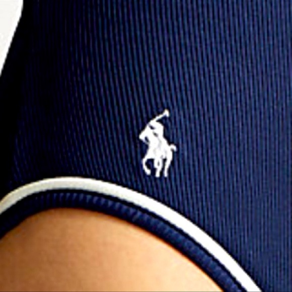 POLO RALPH LAUREN Navy Blue & White Nautical Ribbed One-Piece Swim Suit XXL NEW - Picture 8 of 12